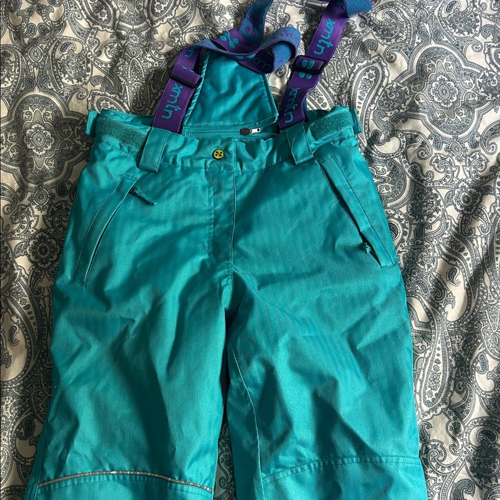 Teal Snow Pants with Adjustable Straps